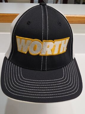 Worth Sports Black & White 3D Embroidered Mesh Trucker Hat – FlexFit (Size S/M)